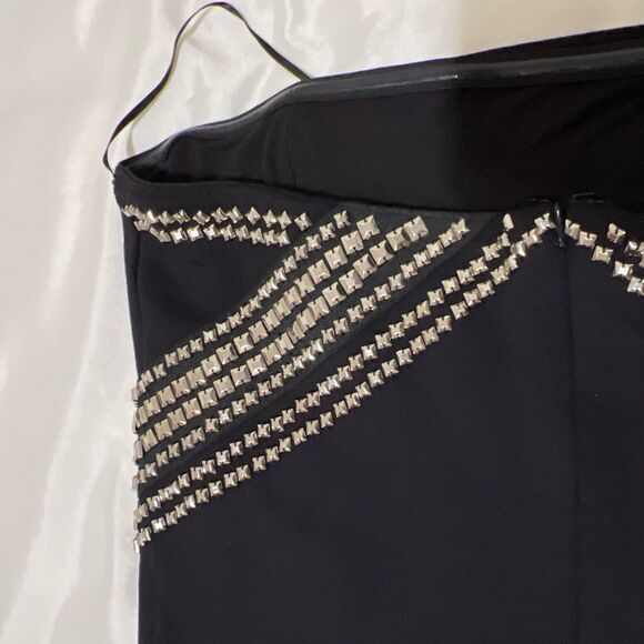 Vgt Guess Y2K Studded Strapless BodyCon Dress 10 Punk Sexy Vamp Mini - Picture 14 of 14
